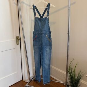 Madewell Denim Overalls with Flower Embroidery